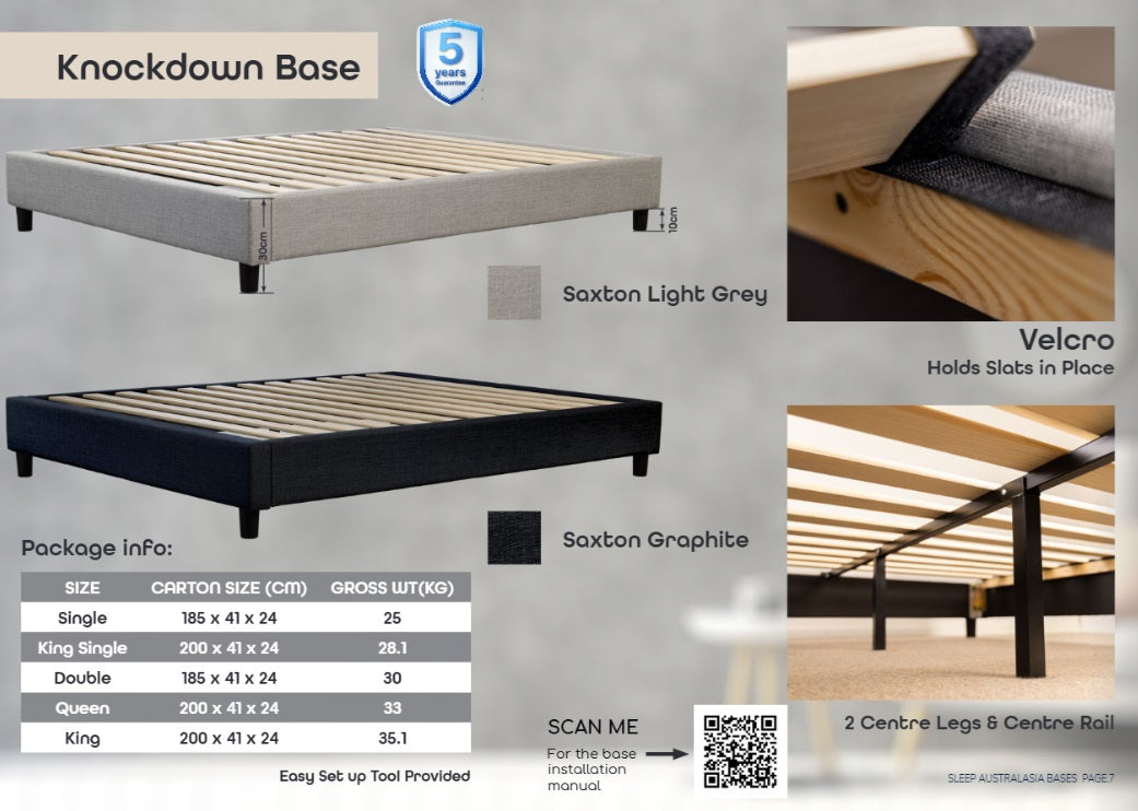 Knockdown bed base